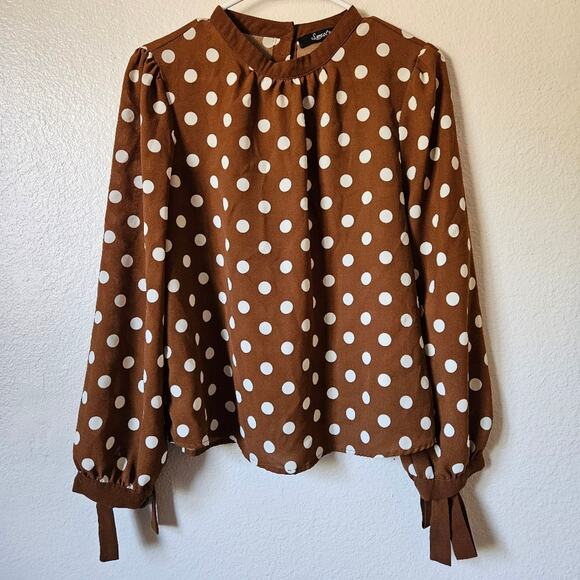 Sweet Rain Poke A Dot Long Sleeve Blouse Large - Picture 1 of 6